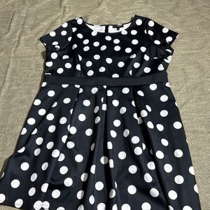 Lane Bryant Black and White Polka Dot Midi Dress